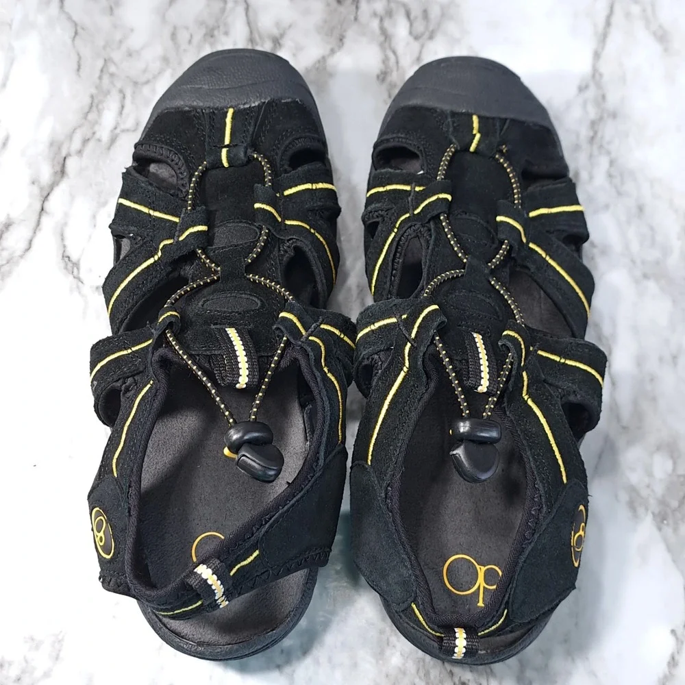 OP Ocean Pacific Boys Hiking Sandals Slip-On Size‎ 5 Black & Yellow